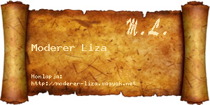 Moderer Liza névjegykártya